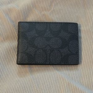 Coach Black Signature Leather Card Holder